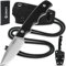 GREIFS® Neck Knife Messer NEXUS mit Kydex Scheide, Clip+Paracord zum Umhängen oder Einstecken, Tactical Survival EDC Outdoor Messer versteckt Tragen - Legal in Deutschland - 42a konform (Silver-Black)