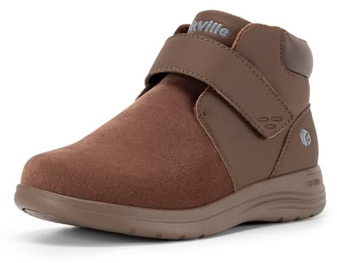 FitVille Chaussures d'hiver Bottes pour Femme Pieds Larges Bottines de Neige avec Doublure Chaude Bottes Courtes d'hiver Imperméables sans lacets Antidérapantes pour l'extérieur Café 37 EU Large