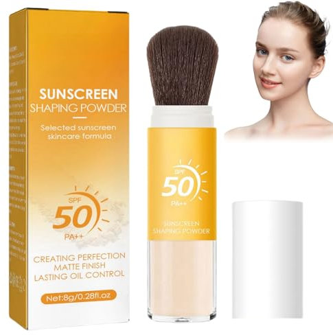 Mineral Powder Sunscreen Brush,SPF 50 PA++ Powder Sunscreen,Natural Matte Mineral Face Powder,Mineral Sunscreen Setting Powder,Sun Protection Powder,Oil Control Sun Protection for All Skin Types