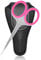 Diesisa Curved Scissors, Professional Trimming - Sharp Stainless Steel for Eyelash, Eyebrow, Beard - Pink Handle