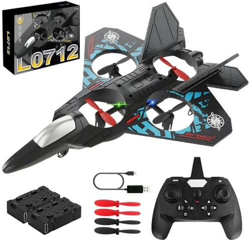 Avion Télécommandé, Afenau 2,4 GHz Avion RC avec Batteries, 360° Surround Modèle Avion Radiocommandé avec LED, 6 Axes Gyro RC Plane, Planeur RC pour Enfant et Adulte