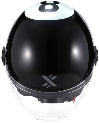 Shox Interceptor 8 Ball Open Face Motorcycle Helmet L Gloss Black