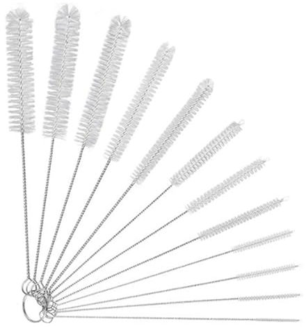 MUTORE Bottle Brushes,12pcs Long Straw Cleaning Brush,Nylon Bottle Cleaning Brush for Cleaning,Radiator Cleaner Brush,Pipe Cleaners for Teapot Baby Bottle Test Tube Flask Straw,White