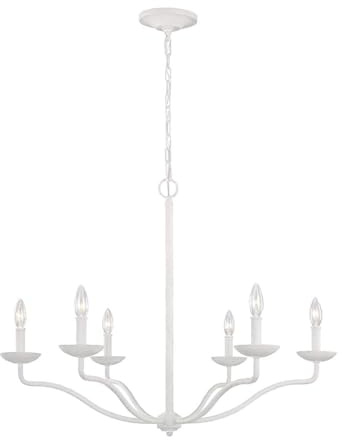 Licht-Erlebnisse Großer Kronleuchter Metall Weiß B: 82,9 cm H: max. 230,7 cm verstellbar Hängelampe Landhaus Stil Lüster Wohnzimmer Pendelleuchte Esszimmer