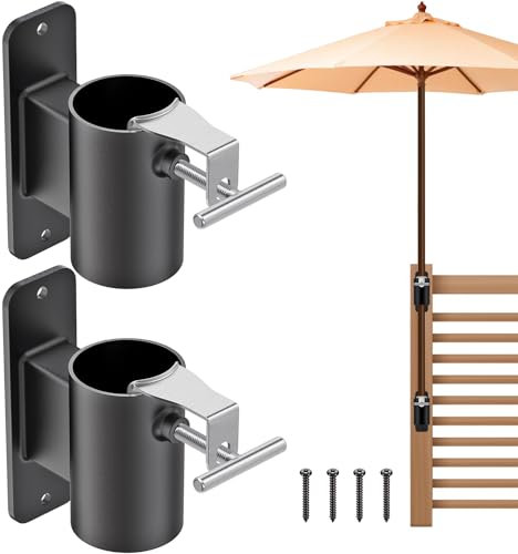 Lifeswell Support de Parasol Robuste pour poteaux de 2,5 à 5,1 cm, Design Peu encombrant, Support Plat sûr et Robuste pour Balustrade de terrasse, Balcon, Cour extérieure, clôtures