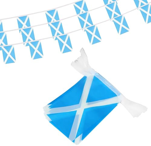 Schottland Flaggen-Wimpelkette, Schottisch Flagge, Banner für Unabhängigkeitstag, Sport, Bars, Party-Dekorationen, Wimpelkette, 10 m, 30 Flaggen