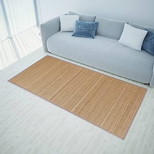 NQJIBUE Tapis rectangulaire en bambou Marron 150 x 200 cm