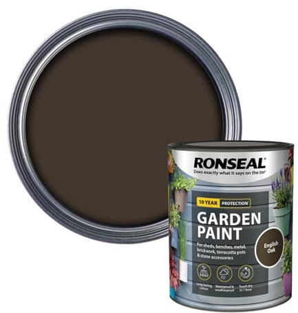 AOC24 Garden Fence Paint 750ml – Multi-Surface Exterior Paint for Wood, Brick, Metal, Stone & Terracotta – Waterproof, Resists Fading, Matt Finish for Sheds, Fences, Garden Furniture English Oak