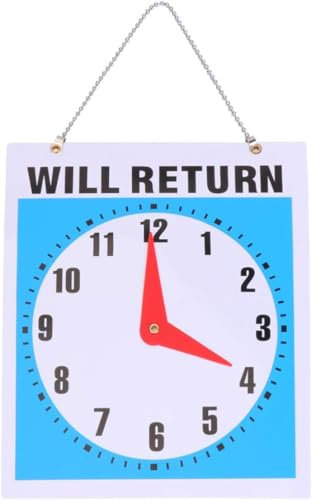 Cartello apri/vieni in entrata su entrambi i lati con lancette dell'orologio, 1 pezzo, Be Back, cartello aperto e chiuso per porta, per negozi, negozi, uffici