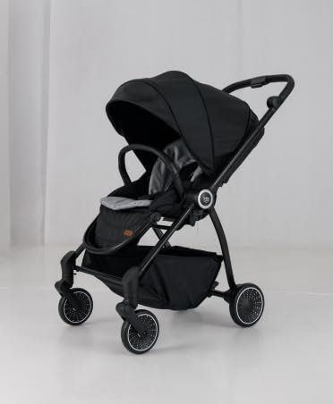 COSTWAY Kinderwagen faltbar mit umkehrbarem Sitz, Reisebuggy mit verstellbarer Rückenlehne, Griff, Sonnendach & Fußstütze, Babywagen Kinderbuggy mit Aufbewahrungskorb für 0-3 Jahre (Schwarz)