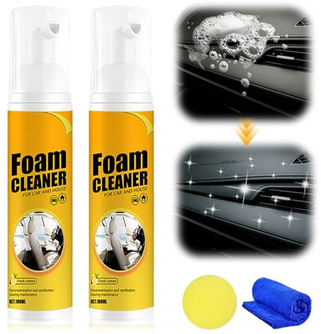 FUXNGZI Multi-Purpose Foam Cleaner, 2025 Neu Auto Innenraum Reiniger, Innenraumreiniger Auto, Cockpitpflege Auto, Auto Polsterreiniger für Kunststoff Polster Leder (2PCS, 100ML)