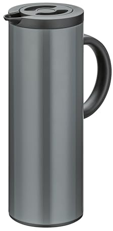 cilio Isolierkanne FIRENZE 1L, cool grey, Vakuum-Hartglaseinsatz | Der praktische Schraubverschluss mit integrierter Drucktaste hält Getränke bis zu 12h heiß oder 24h kalt, 30 cm hoch