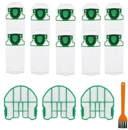 Neuytiky 10 Stück Staubsaugerbeutel für Vorwerk Kobold VB100,Filtertüten,Ersatz Staubbeutel,Premium Filtertüten,Mit 3 Motorschutzfilter und 1 Reinigungsbürste