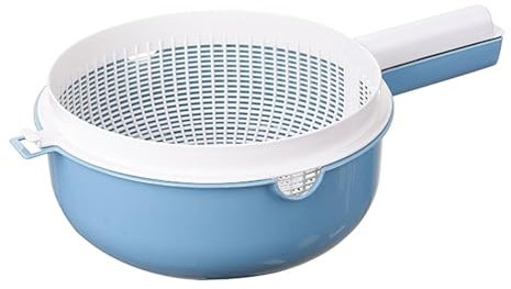 Folpus Cesta de escurrido para verduras, colador de cocina, recipiente para mezclar alimentos en el hogar, Azul, Individual