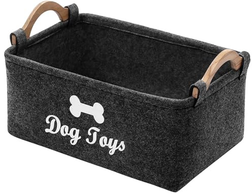 BEELUKY Hundespielzeug Aufbewahrung, Filz Aufbewahrungsbox für Hundespielzeug, Faltbare Spielzeugkiste Mit Griff Für in Dem Tierbedarf Und Haustierspielzeug Aufbewahrt Werden Dunkelgrau