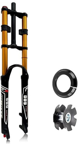 Forcella ad aria MTB da 27,5 pollici, forcella ammortizzata per bici a doppia spalla, attacco QR 9 * 100, forcella anteriore per mountain bike, tubo dritto senza filettatura da 1-1/8, freno a disco,