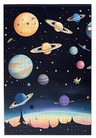 Saturn Jupiter Earth Bilderpuzzle. Holzpuzzle für Erwachsene und Kinder, herausfordernde Puzzle-Dekorationen