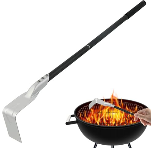Barbecue Ash Rake Hoe - Charcoal Kettle Barbecue Pizza Oven Ash Rake BBQ Cleaner Poker Scraper, Professional Cleaning Tool for Fireplace Stove Grill Pizza Oven Charcoal Fire Pit Cleaning