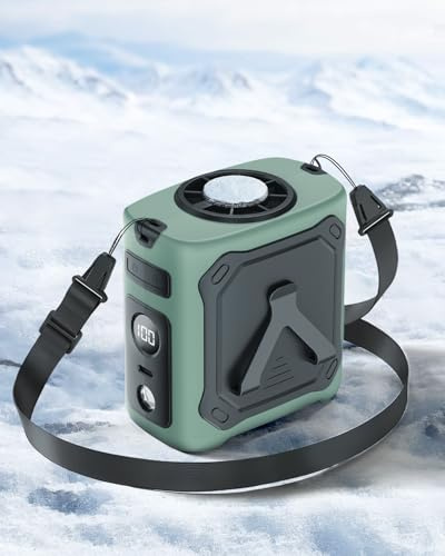 2026 Raffreddamento Ventilatore da Vita Portatile,8000mAh Autonomia 29H Ricaricabile USBC,5Velocità 13000RPM con Illuminazione LED SOS per Cantiere,Campeggio,Escursionismo,Lavoro Estivo,Verde Militare