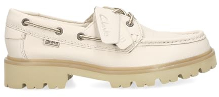 Clarks Damen - Schnürschuhe Cleyhill Boat in beige Glattleder