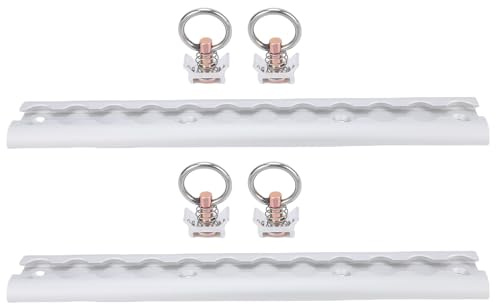 YDuupxe L-Schienen-Zurrgurtsystem aus Aluminium für LKWs mit 4 Ringen, 12 Zoll Eloxierter Gleitringanker für Pickup-Trucks, Anhänger, Motorräder, Geländefahrzeuge, Enge Räume (Silver)