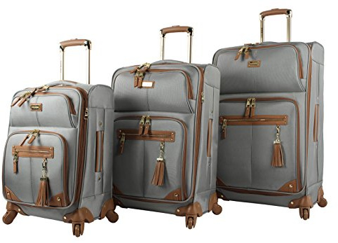Steve Madden Designer-Gepäckkollektion – 3-teiliges Softside-Koffer-Set, erweiterbar, leicht, Reise-Set mit 50,8 cm Handgepäck, 61 cm und 71,1 cm Karierten Koffern