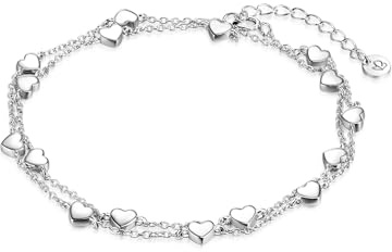 GLANZSTÜCKE MÜNCHEN Damen-Armband Herzen Sterling Silber 2-reihig - Armkettchen Silberarmketten Herzarmband Freundschaftsarmbänder