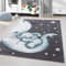 HomebyHome Kinderteppich Blau 160 cm Rund Elefantenmuster Großer Jungen Teppich Kinderzimmer Kurzflor Teppich Extra Weich Antiallergen Babyzimmer Teppich