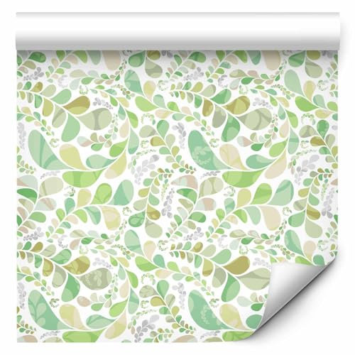 murando - Tapete selbstklebend 10m Wandtattoo dekorative Möbelfolie Dekorfolie Fotofolie Panel Wandaufkleber Wandposter Wandsticker - Blätter grün weiß f-C-0278-j-a