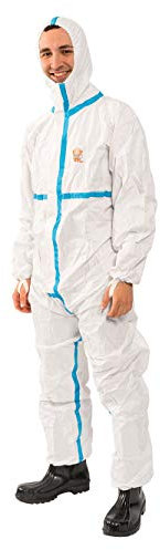 Protec Plus Overall Chemikalienschutzkleidung Schutzanzug EN14126 Kategorie 3 Typ 4/5/6 weiß XL