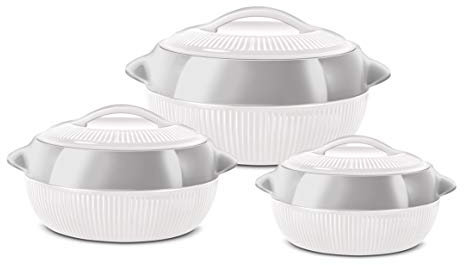 SQ Professional Fiesta Insulated Casserole Set 3pc 1-1.5-2.5L (White-Silver)
