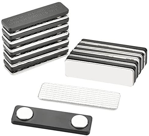 PERFETSELL 12 Stück Namensschilder Magnet Selbstklebend Magnetisch Namensschild Schilder Kleidung Metall Namensschild Halter mit 2-Punkt Magnet für Ausweishüllen Beschriften