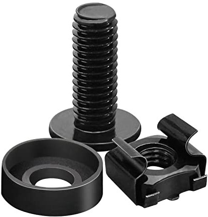 Leadrise 50 unidades M6 x 16 mm para montaje en rack de ordenador, tornillos y tuercas y arandelas para montaje en rack, tuerca de jaula de tornillo de montaje en rack, negro