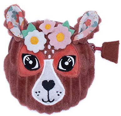 Les Déglingos Porte-Monnaie Petite Fille Mélimélos la Biche Pochette Enfant Bébé Motif Fleurs, Rose , 1 Ensemble