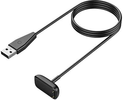 TiMOVO Chargeur Compatible avec Fitbit Charge 6/Luxe/Charge 5/Luxe Special Edition Smartwatch, Câble de Recharge USB Magnétique avec Bouton, 1m Câble de Charge Remplacement pour Luxe - Noir