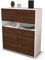 Stil.Zeit Highboard Jasmin, Korpus Weiss matt, Front Holz-Design Walnuss (92x108x35cm), Push-to-Open Technik & Leichtlaufschienen