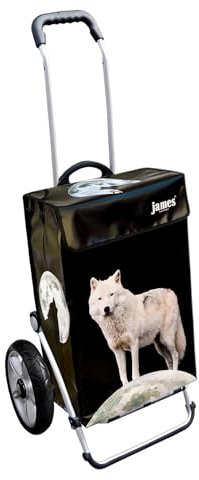 James® Einkaufswagen Design Wolf, moderner Einkaufstrolley, bunter Lifestyle Trolly, Rollkoffer für Shopping, bis 50kg Tragkraft, Grosse Räder, Made in Österreich!