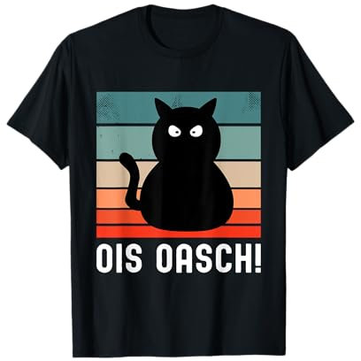 Ois Oasch Dialekt Morgengruppe Retro Schwarze Katze T-Shirt