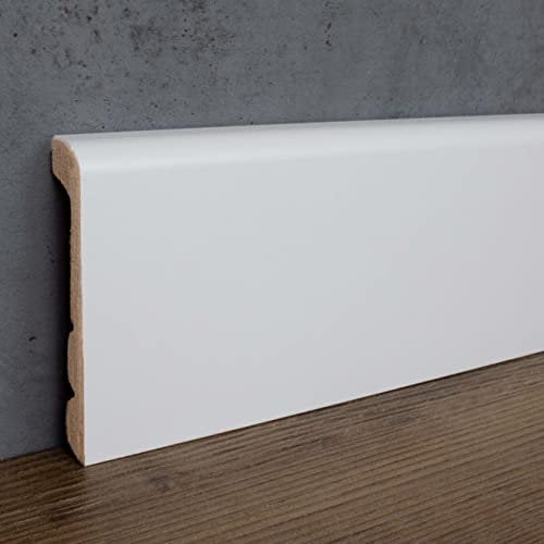 PROVISTON | Barre de rénovation | Peut être raccourcie à 3 hauteurs différentes | 24 x 92 x 2400 mm | Film MDF | Blanc | Plinthe universelle | 24 m