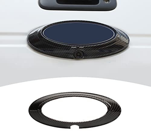 Jimen Kompatibel mit 2009–2014 Ford F150 Heck-Auto-Logo-Emblem, Abzeichen, Ring, Abdeckung, Außenzubehör (Kohlefaser)