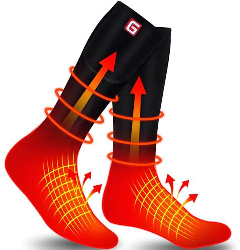 G Beheizte Socken Männer Frauen Batteriesocken wiederaufladbare elektrische Socken,batteriebetriebene Akku Beheizte Socken,Winter Heizsocken Batteriesocke Skifahren Radfahren Jagd Fußwärmer,Schwarz L