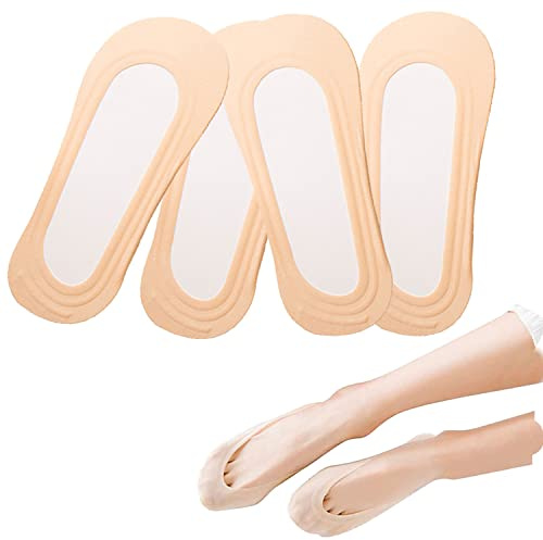 LECTNORE 4Pairs No Show Socks Women Low Cut Socks(Natural)