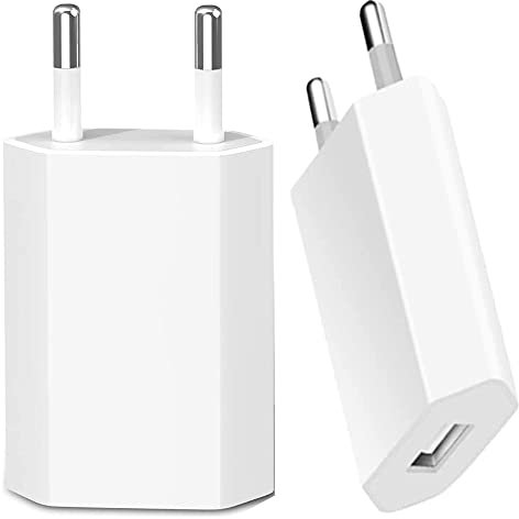 2 Pack USB Mural Chargeur Secteur pour iPhone,Universel Prise de Chargeurs Rapide 5V 1A Adaptateur Compatible avec iPhone 14 13 12 11 SE XS Max XR X XS 8 Plus, Android, Xiaomi, Samsung, Huawei- Blanc