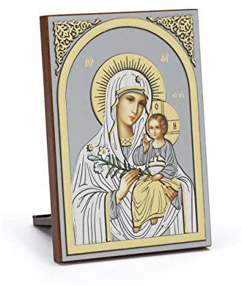 NKlaus Ikone Nicht Verwelkende Blume Holz 6x8,5cm christlich Kunstdruck mit Goldprägung 11073