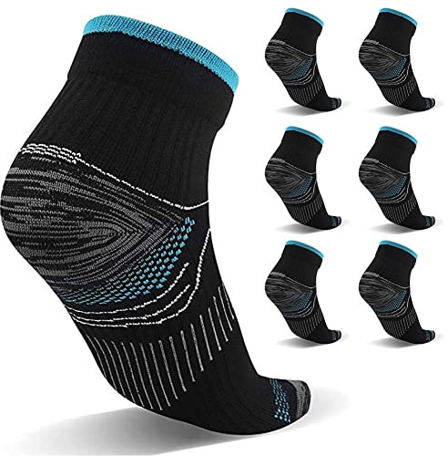 Gcbiger Lot de 7 paires de chaussettes de compression pour homme et femme pour soulager la douleur, le soutien de la cheville et la santé du pied, réduit le gonflement et la douleur de l'épine