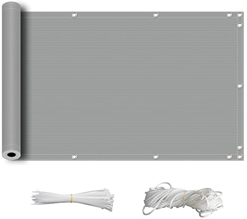 ZQXFZ Waterproof Sonnensegel 90x600cm Balkon Dekoration Oxford-Stoff Sichtschutz, SchattenküHlung, Uv-Schutz Ideal Zum Abdecken Von Balkonen Balkonverkleidung Blickdichte -Hellgrau.
