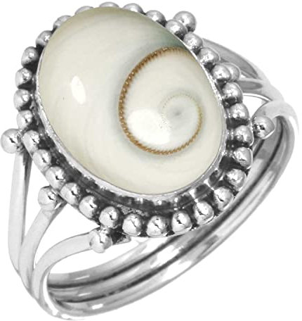 Jeweloporium 925 Silber Ringe für Frauen Größe 56(17.8) Weiß Echt Shiva-Auge mit Stein Kostüm Silber Ringe Geburtstag Geschenk Jahrgang Schmuck