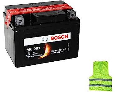 KOMPATIBEL MIT HYOSUNG SD Sense E1 50 da Anno 2000 al 2004 Bosch Batterie YT4L-BS M6001 EINSATZBEREIT UND BATTERIELADEGERÄT 3 AH Ampere 12VOLT 114X71X86MM