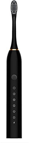 USB Rechargeable Electric Toothbrush 6 Speeds Waterproof with 4 Brush Heads for Adults and Kids Black