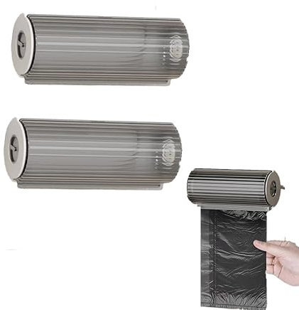 2 Pack Acrylic Trash Bags Storage Box, Garbage Bag Dispenser Roll Holder for Kitchen Bathroom, Wall Mounted Under Sink Trash Bag Storage Holder, Garbage Bag Dispenser Home Cabinet Living Room